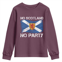 No Scotland No Party Saltire Flag Lion Rampant Crest Youth Sweatshirt Game Day Soccer Fans Football Tournament