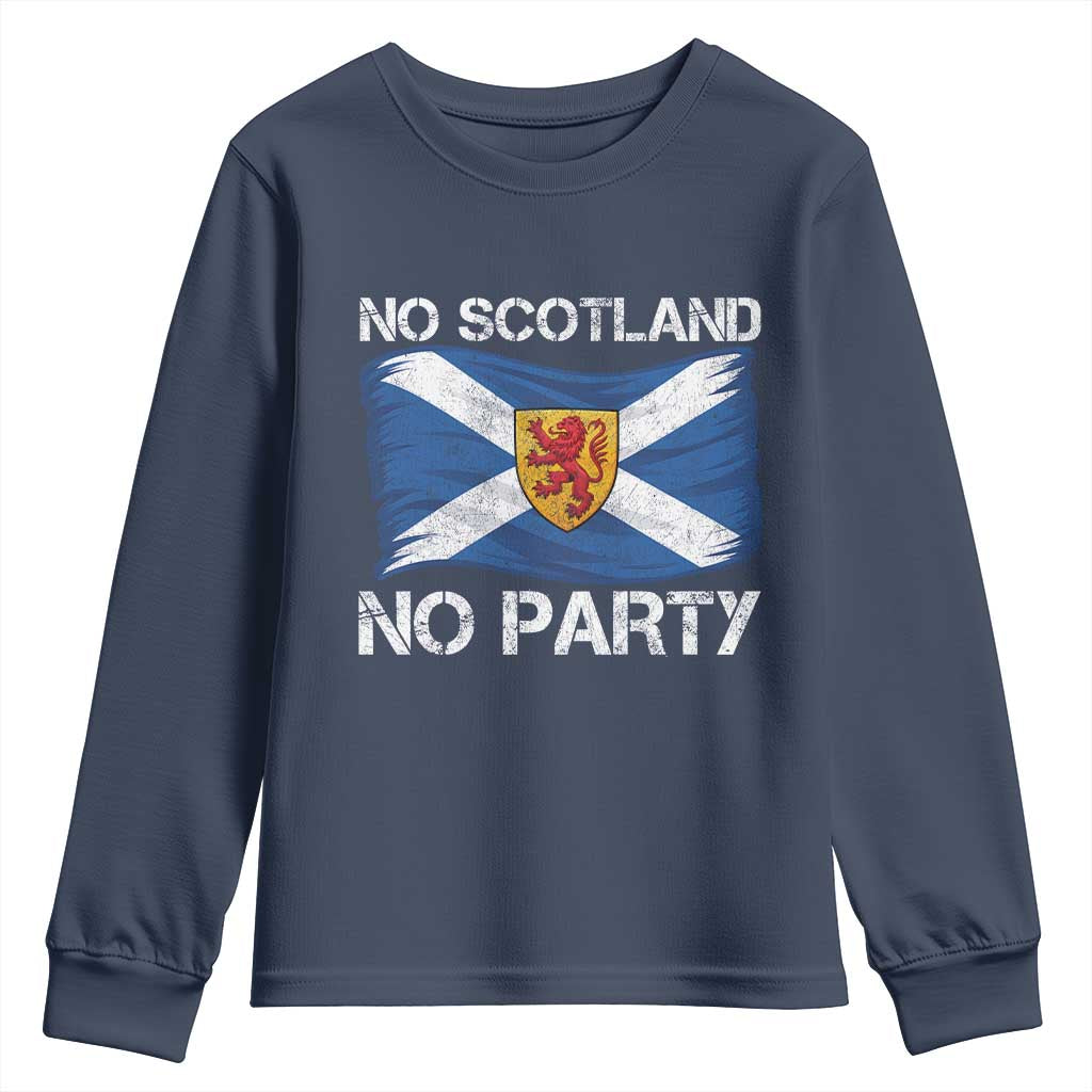 No Scotland No Party Saltire Flag Lion Rampant Crest Youth Sweatshirt Game Day Soccer Fans Football Tournament
