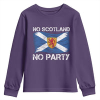 No Scotland No Party Saltire Flag Lion Rampant Crest Youth Sweatshirt Game Day Soccer Fans Football Tournament