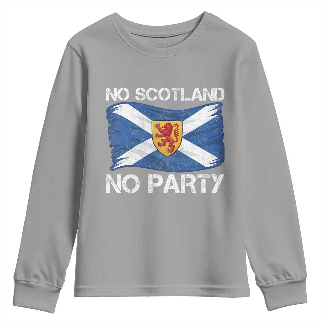 No Scotland No Party Saltire Flag Lion Rampant Crest Youth Sweatshirt Game Day Soccer Fans Football Tournament