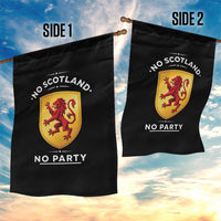 No Scotland No Party Gold Heraldic Shield Red Lion Rampant Garden Flag Game Day Soccer Fans Football Tournament
