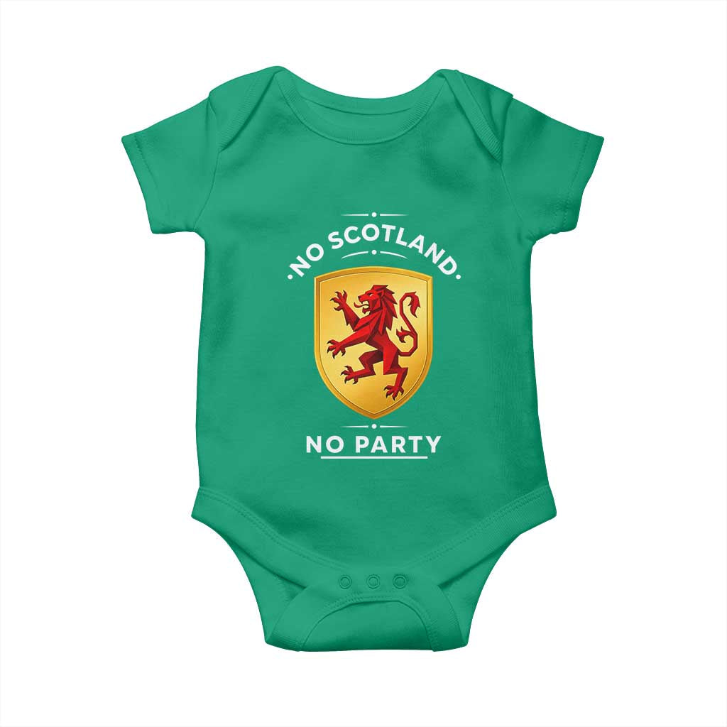 No Scotland No Party Gold Heraldic Shield Red Lion Rampant Baby Onesie Game Day Soccer Fans Football Tournament