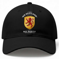 No Scotland No Party Gold Heraldic Shield Red Lion Rampant Baseball Cap Game Day Soccer Fans Football Tournament