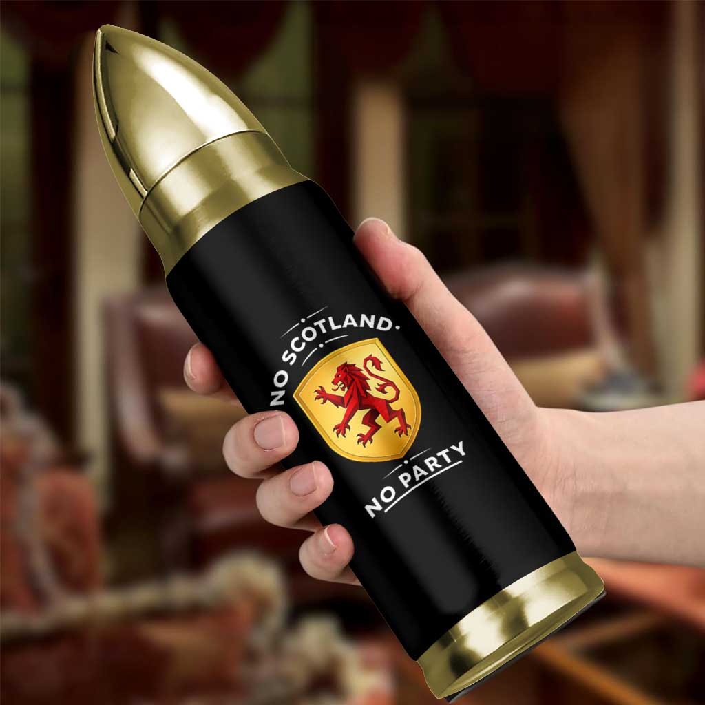 No Scotland No Party Gold Heraldic Shield Red Lion Rampant Bullet Tumbler Game Day Soccer Fans Football Tournament