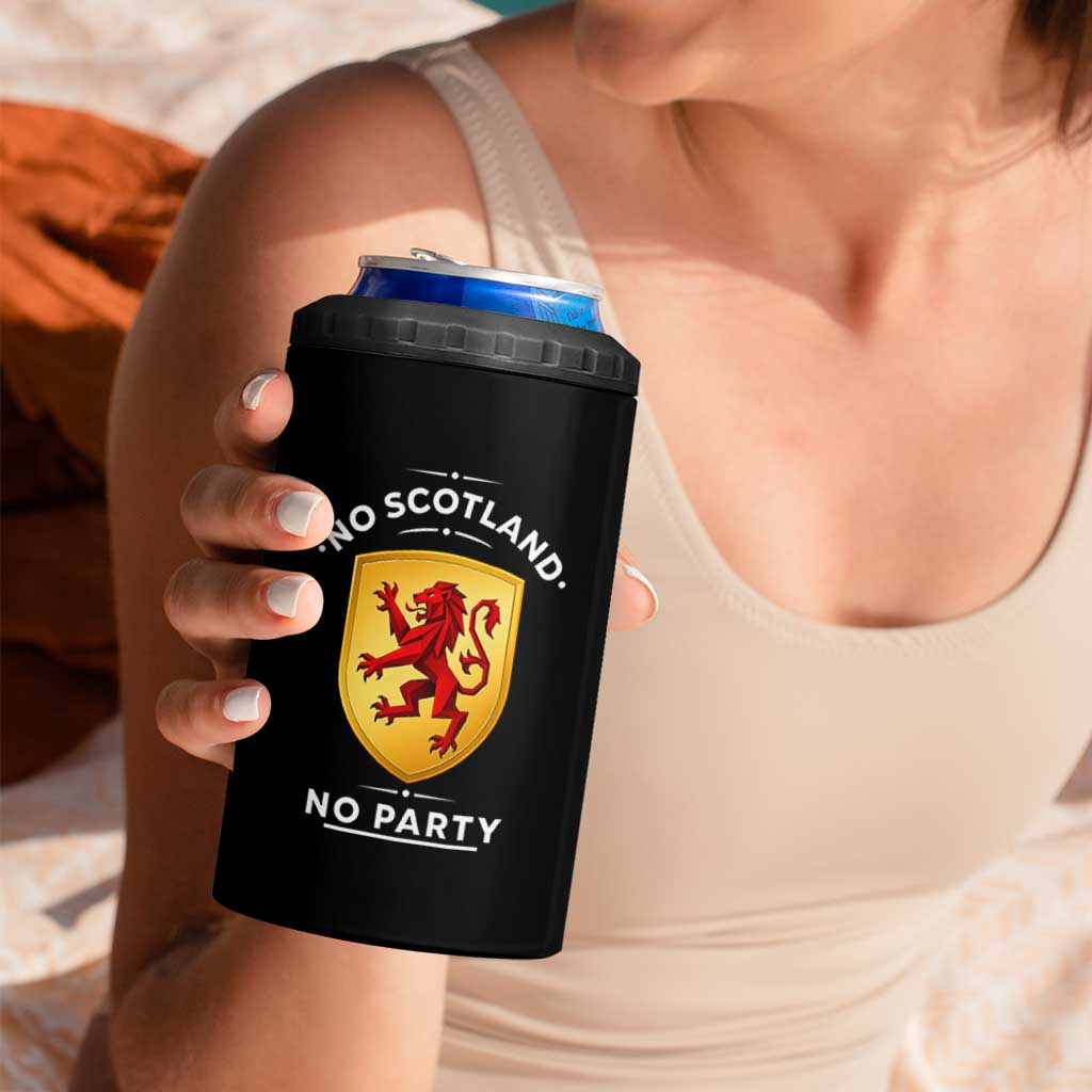 No Scotland No Party Gold Heraldic Shield Red Lion Rampant 4 in 1 Can Cooler Tumbler Game Day Soccer Fans Football Tournament