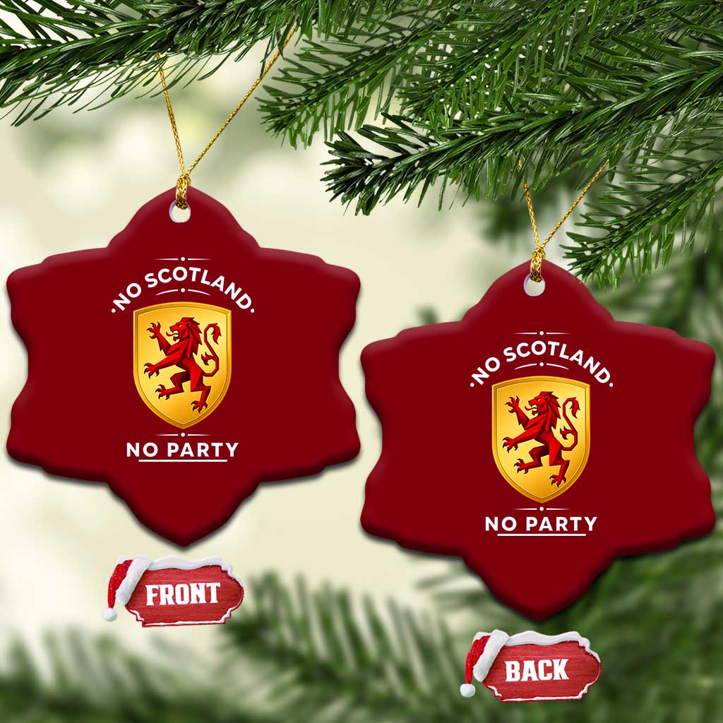 No Scotland No Party Gold Heraldic Shield Red Lion Rampant Ceramic Ornament Game Day Soccer Fans Football Tournament