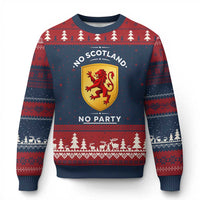 No Scotland No Party Gold Heraldic Shield Red Lion Rampant Ugly Christmas Sweater Game Day Soccer Fans Football Tournament