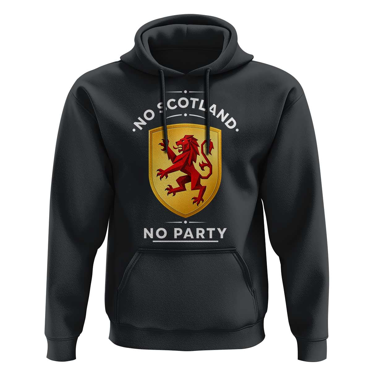 No Scotland No Party Gold Heraldic Shield Red Lion Rampant Hoodie Game Day Soccer Fans Football Tournament