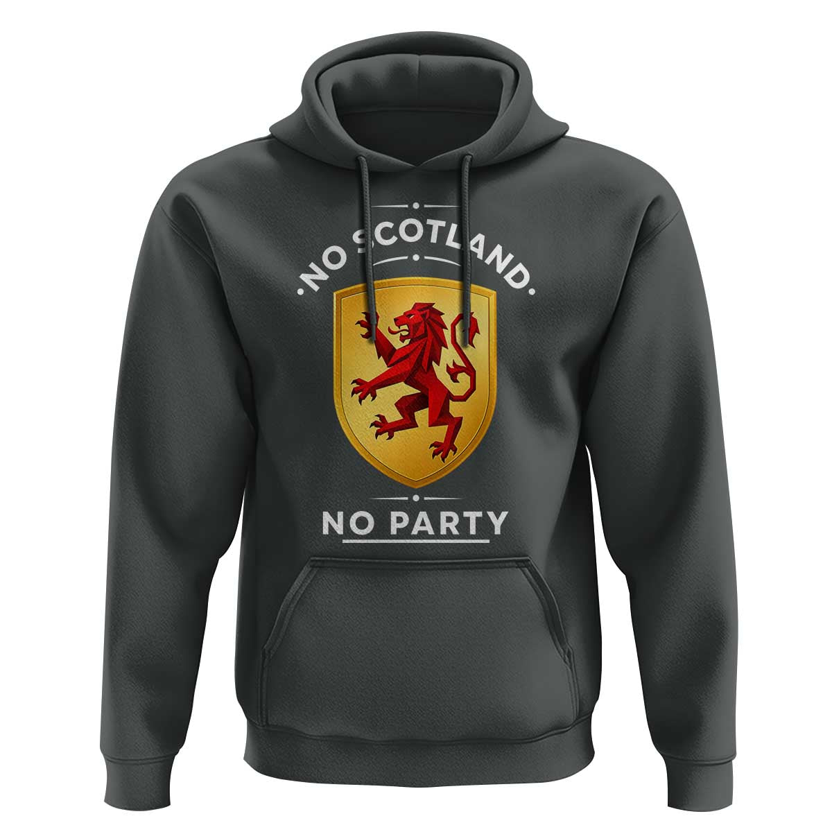 No Scotland No Party Gold Heraldic Shield Red Lion Rampant Hoodie Game Day Soccer Fans Football Tournament