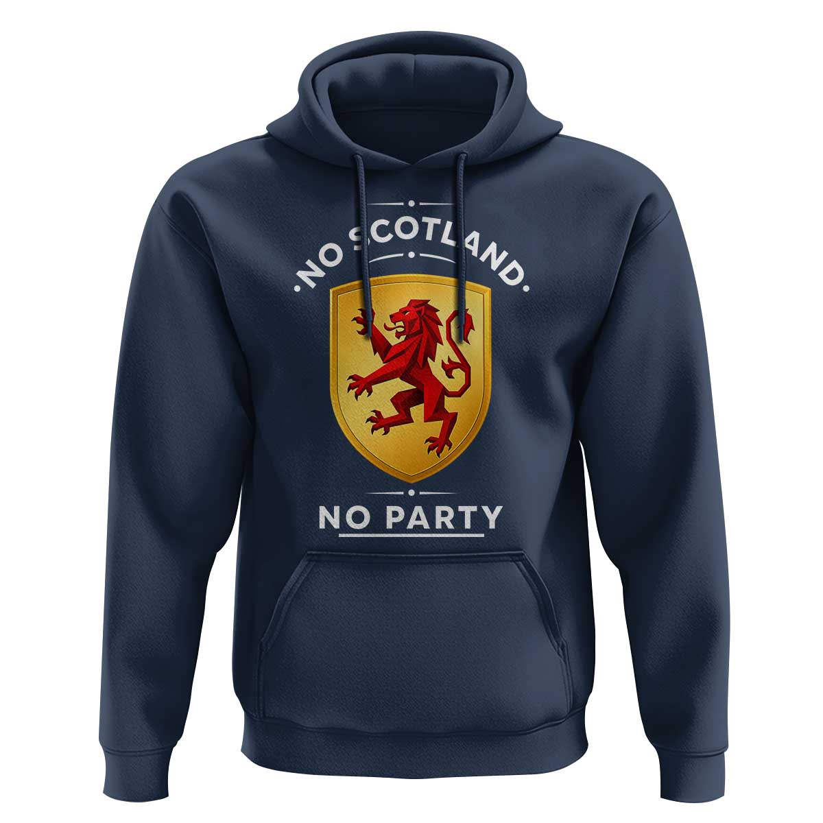 No Scotland No Party Gold Heraldic Shield Red Lion Rampant Hoodie Game Day Soccer Fans Football Tournament
