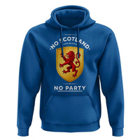 No Scotland No Party Gold Heraldic Shield Red Lion Rampant Hoodie Game Day Soccer Fans Football Tournament