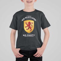 No Scotland No Party Gold Heraldic Shield Red Lion Rampant T Shirt For Kid Game Day Soccer Fans Football Tournament
