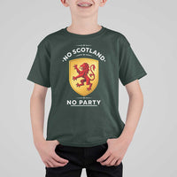 No Scotland No Party Gold Heraldic Shield Red Lion Rampant T Shirt For Kid Game Day Soccer Fans Football Tournament