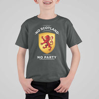 No Scotland No Party Gold Heraldic Shield Red Lion Rampant T Shirt For Kid Game Day Soccer Fans Football Tournament