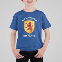 No Scotland No Party Gold Heraldic Shield Red Lion Rampant T Shirt For Kid Game Day Soccer Fans Football Tournament
