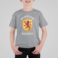 No Scotland No Party Gold Heraldic Shield Red Lion Rampant T Shirt For Kid Game Day Soccer Fans Football Tournament