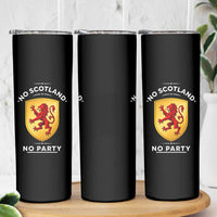 No Scotland No Party Gold Heraldic Shield Red Lion Rampant Skinny Tumbler Game Day Soccer Fans Football Tournament