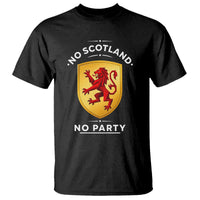 No Scotland No Party Gold Heraldic Shield Red Lion Rampant T Shirt Game Day Soccer Fans Football Tournament