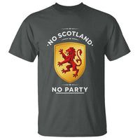 No Scotland No Party Gold Heraldic Shield Red Lion Rampant T Shirt Game Day Soccer Fans Football Tournament