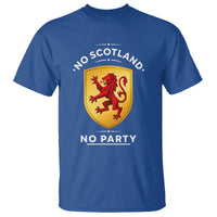 No Scotland No Party Gold Heraldic Shield Red Lion Rampant T Shirt Game Day Soccer Fans Football Tournament