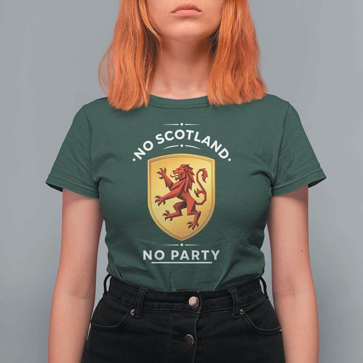 No Scotland No Party Gold Heraldic Shield Red Lion Rampant T Shirt For Women Game Day Soccer Fans Football Tournament