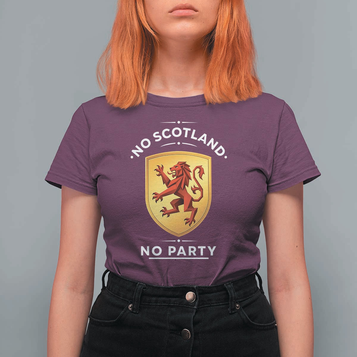 No Scotland No Party Gold Heraldic Shield Red Lion Rampant T Shirt For Women Game Day Soccer Fans Football Tournament