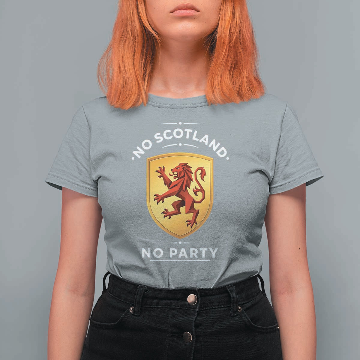 No Scotland No Party Gold Heraldic Shield Red Lion Rampant T Shirt For Women Game Day Soccer Fans Football Tournament