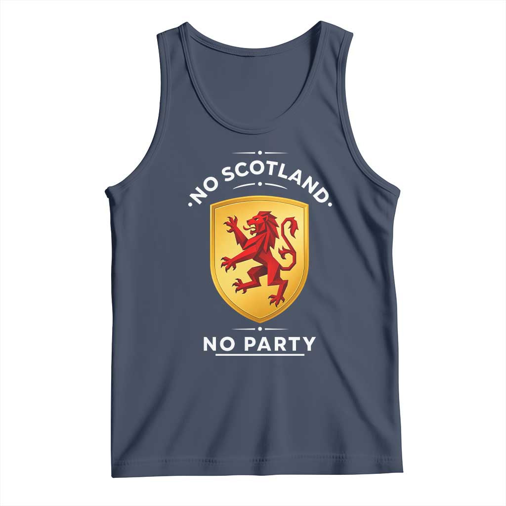 No Scotland No Party Gold Heraldic Shield Red Lion Rampant Tank Top Game Day Soccer Fans Football Tournament
