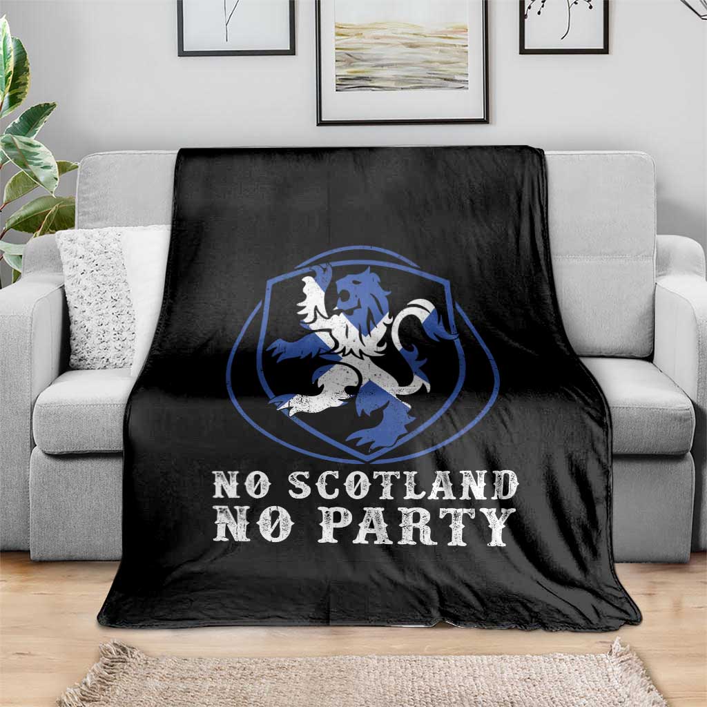 No Scotland No Party Distressed Shield Saltire Cross Throw Blanket Vintage Football Fans Game Day