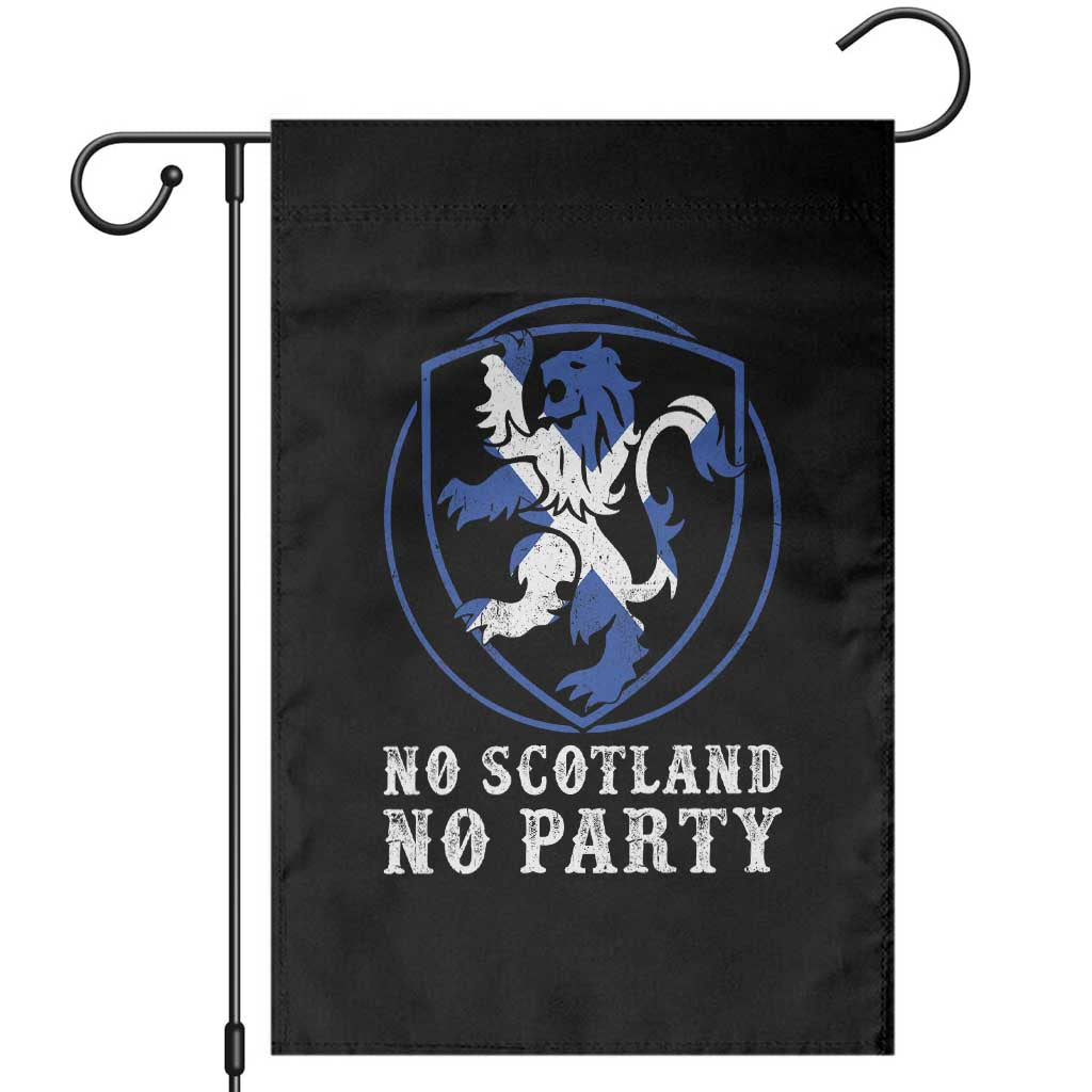No Scotland No Party Distressed Shield Saltire Cross Garden Flag Vintage Football Fans Game Day