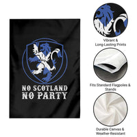 No Scotland No Party Distressed Shield Saltire Cross Garden Flag Vintage Football Fans Game Day