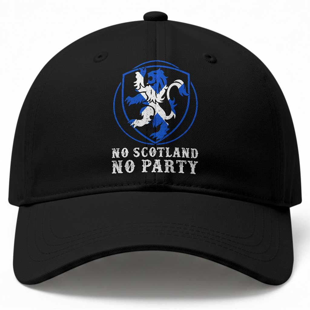 No Scotland No Party Distressed Shield Saltire Cross Baseball Cap Vintage Football Fans Game Day