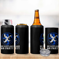 No Scotland No Party Distressed Shield Saltire Cross 4 in 1 Can Cooler Tumbler Vintage Football Fans Game Day