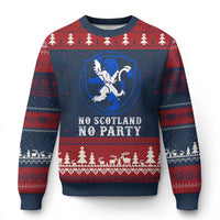 No Scotland No Party Distressed Shield Saltire Cross Ugly Christmas Sweater Vintage Football Fans Game Day