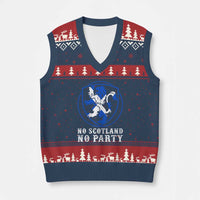 No Scotland No Party Distressed Shield Saltire Cross V-Neck Knit Sweater Vest Vintage Football Fans Game Day