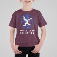 No Scotland No Party Distressed Shield Saltire Cross T Shirt For Kid Vintage Football Fans Game Day