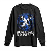 No Scotland No Party Distressed Shield Saltire Cross Long Sleeve Shirt Vintage Football Fans Game Day