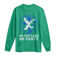 No Scotland No Party Distressed Shield Saltire Cross Long Sleeve Shirt Vintage Football Fans Game Day