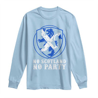 No Scotland No Party Distressed Shield Saltire Cross Long Sleeve Shirt Vintage Football Fans Game Day