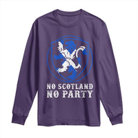 No Scotland No Party Distressed Shield Saltire Cross Long Sleeve Shirt Vintage Football Fans Game Day
