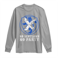 No Scotland No Party Distressed Shield Saltire Cross Long Sleeve Shirt Vintage Football Fans Game Day