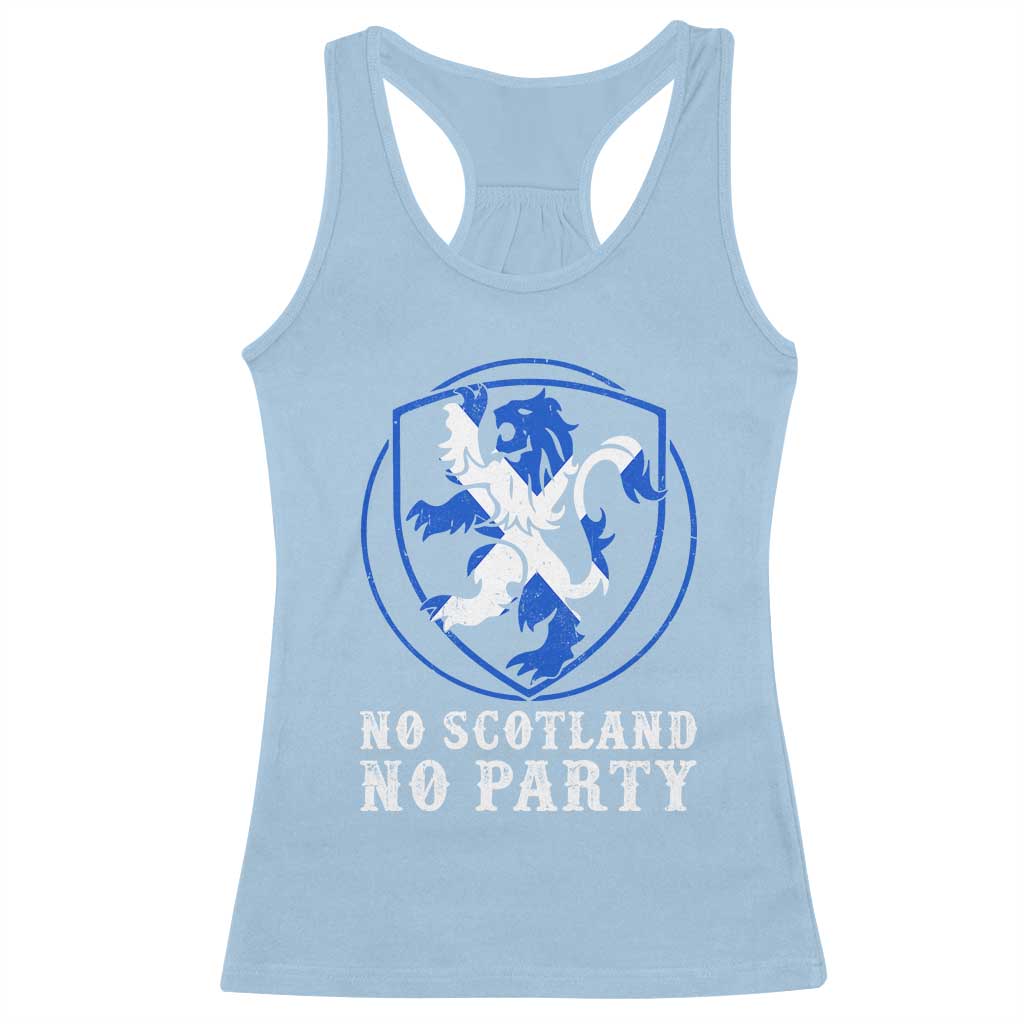 No Scotland No Party Distressed Shield Saltire Cross Racerback Tank Top Vintage Football Fans Game Day