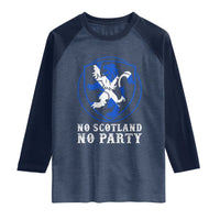No Scotland No Party Distressed Shield Saltire Cross Raglan Shirt Vintage Football Fans Game Day