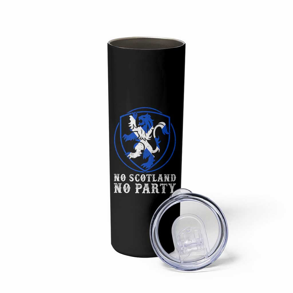 No Scotland No Party Distressed Shield Saltire Cross Skinny Tumbler Vintage Football Fans Game Day