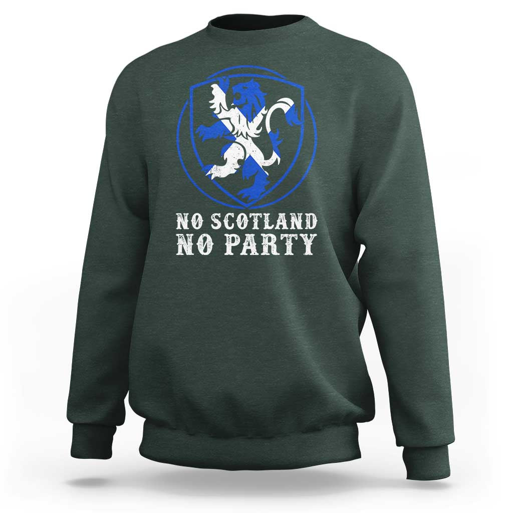 No Scotland No Party Distressed Shield Saltire Cross Sweatshirt Vintage Football Fans Game Day
