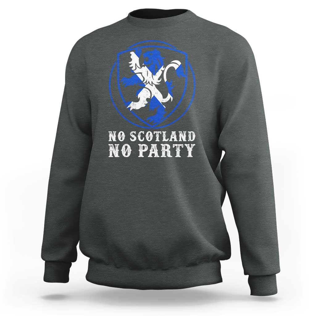 No Scotland No Party Distressed Shield Saltire Cross Sweatshirt Vintage Football Fans Game Day