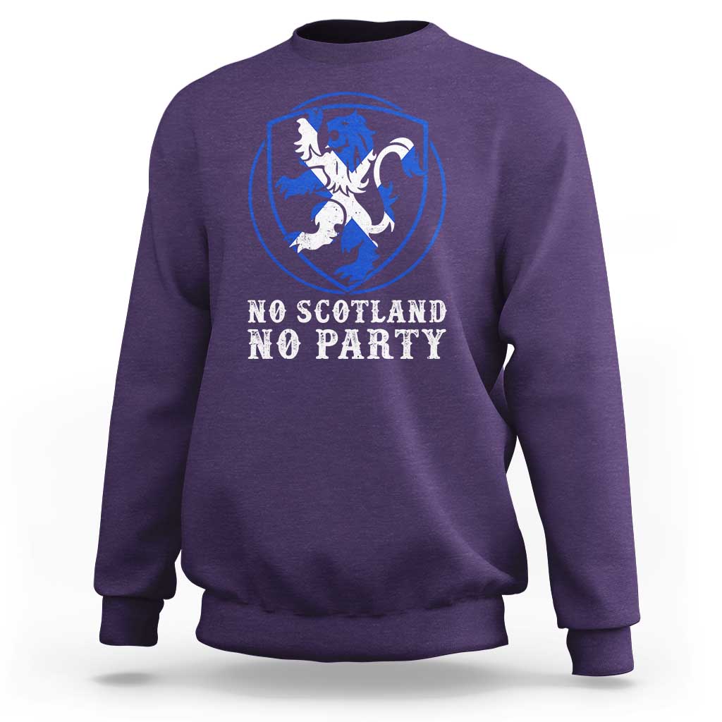 No Scotland No Party Distressed Shield Saltire Cross Sweatshirt Vintage Football Fans Game Day
