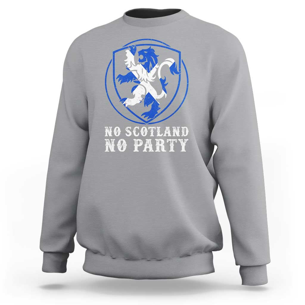 No Scotland No Party Distressed Shield Saltire Cross Sweatshirt Vintage Football Fans Game Day