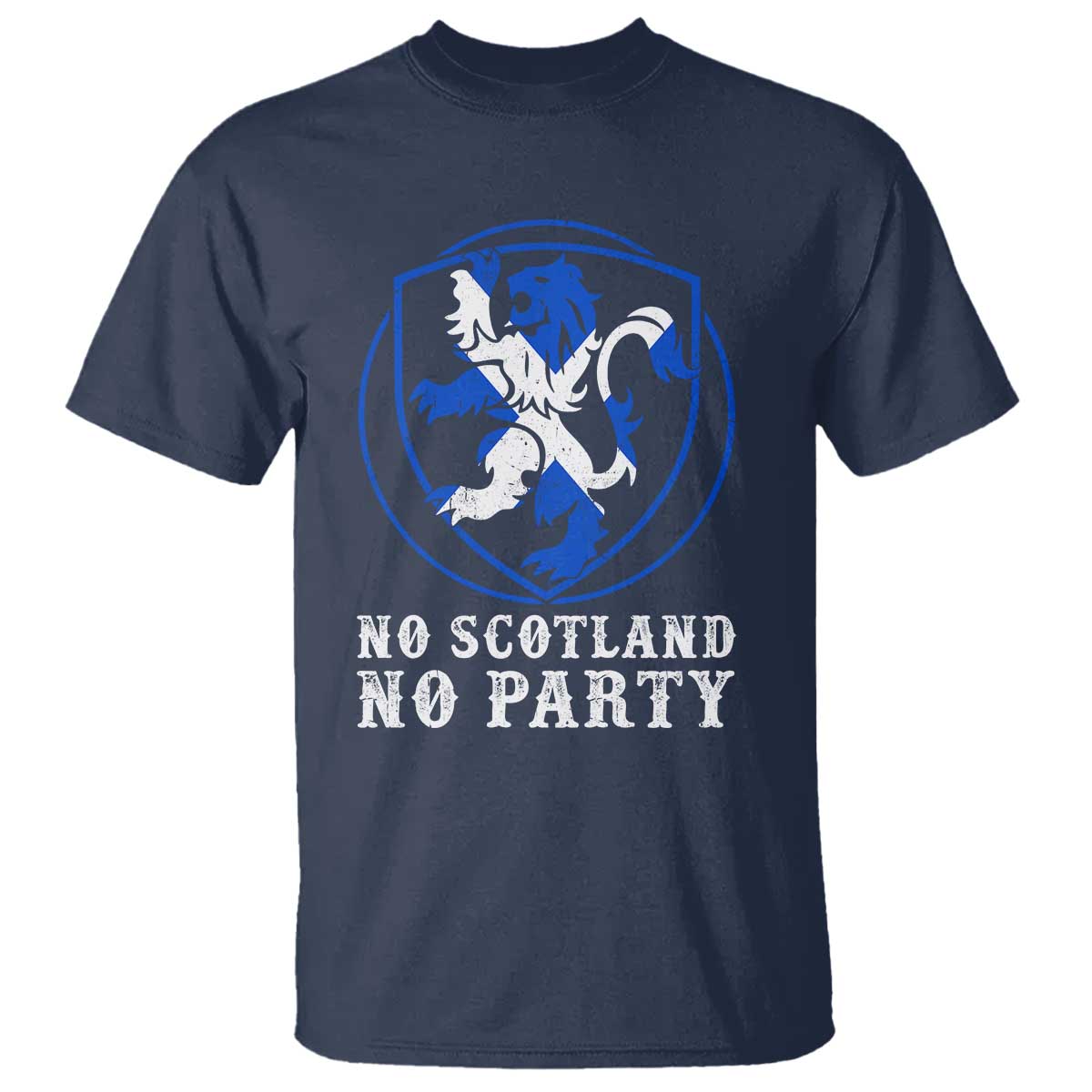 No Scotland No Party Distressed Shield Saltire Cross T Shirt Vintage Football Fans Game Day