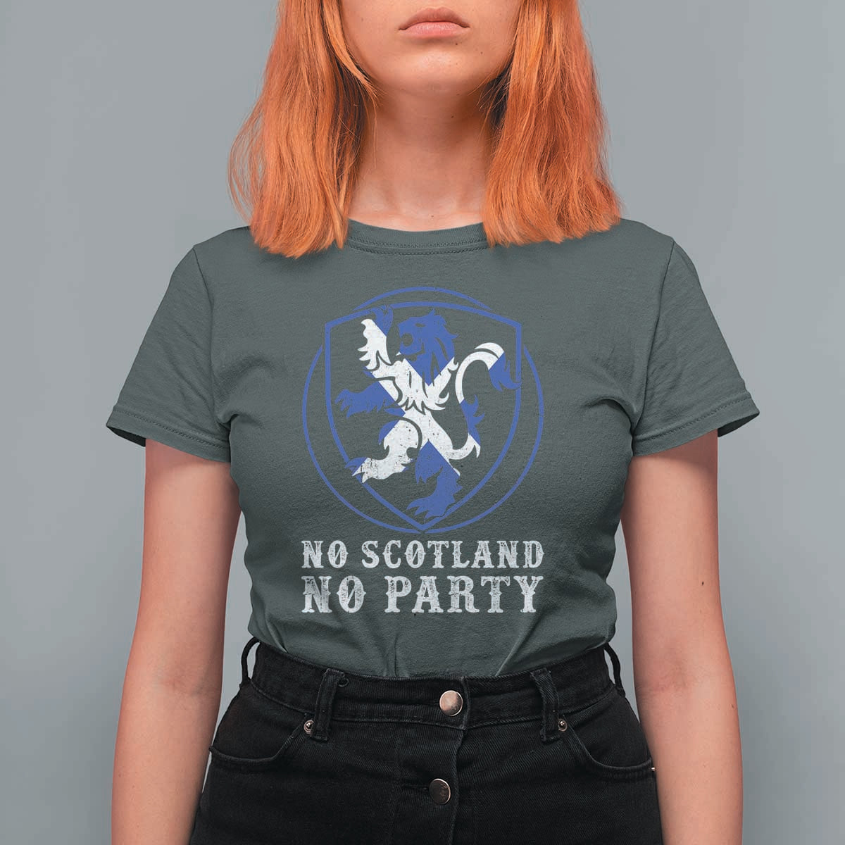 No Scotland No Party Distressed Shield Saltire Cross T Shirt For Women Vintage Football Fans Game Day